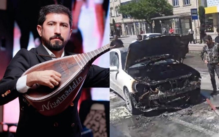 Aşığın maşını yanıb külə döndü - Video