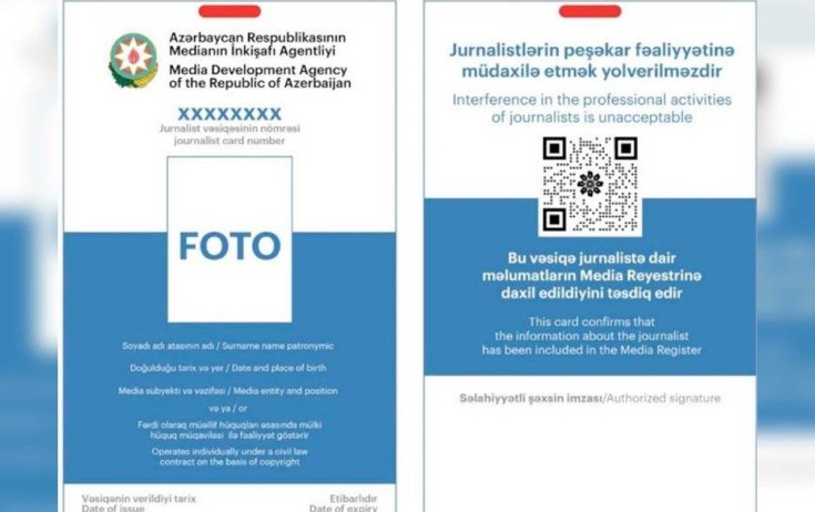 Jurnalist vəsiqəsinin verilməsinə və dəyişdirilməsinə görə ödəniş ləğv edilir