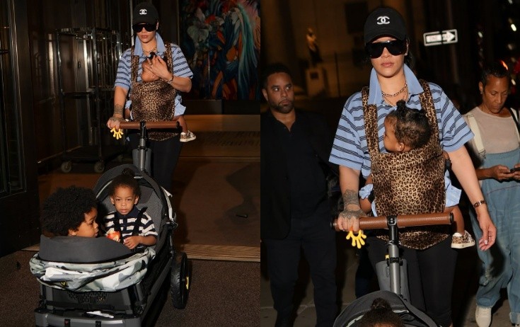 Rihanna övladları ilə Nyu-Yorkda - Video