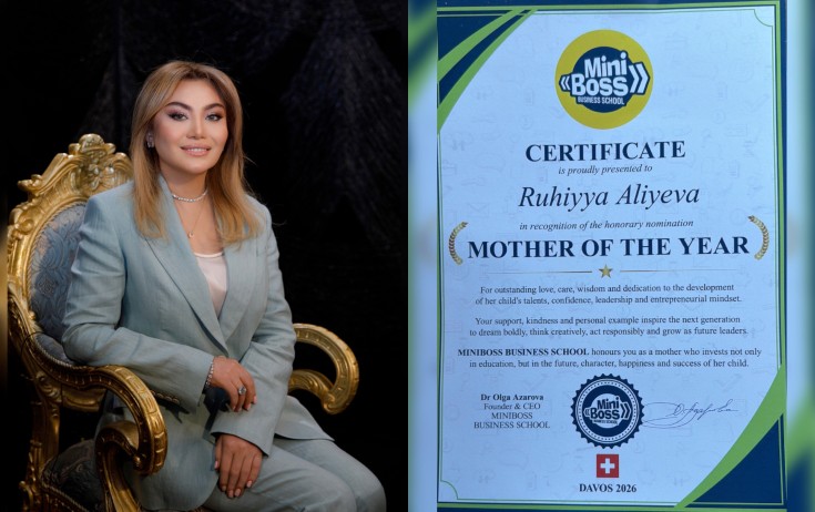 Ruhiyyə Əliyeva Davosda "İlin anası" mükafatını aldı - Video+Fotolar